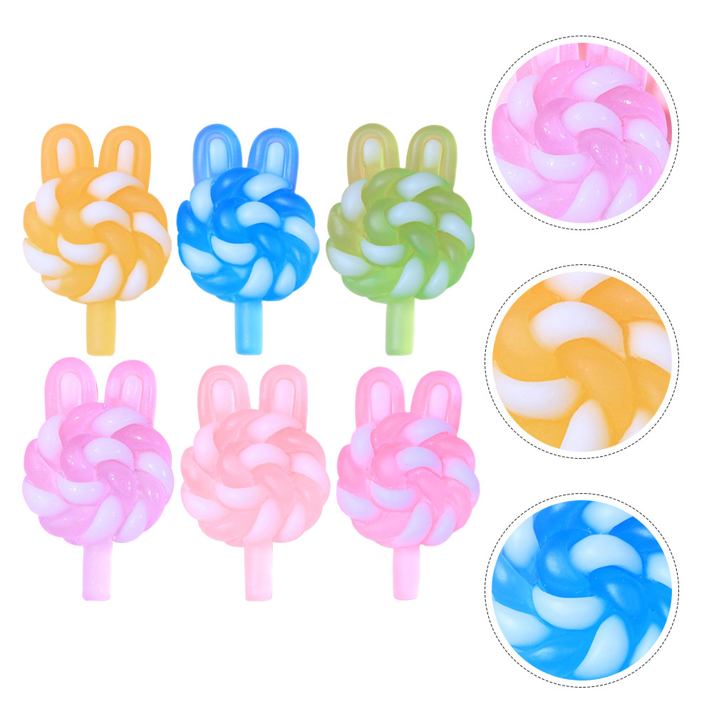 Resin Crafts - 24Pcs 귀여운 만화 롤리팝 참 토끼