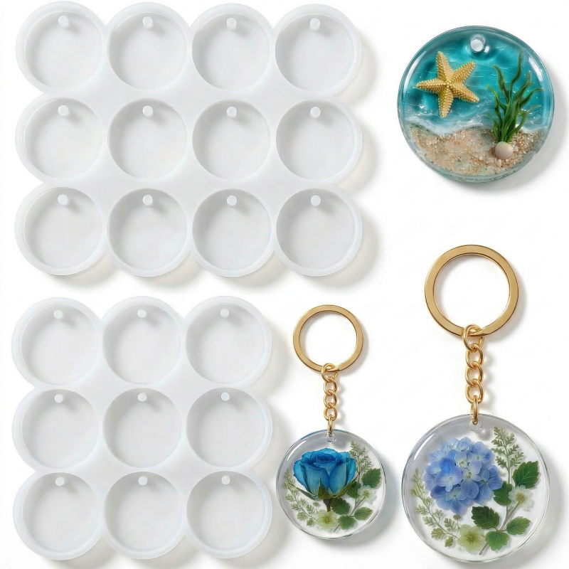 Serving Tray Mold - 2개의 레진 키체인 몰드, 3.3cm 및