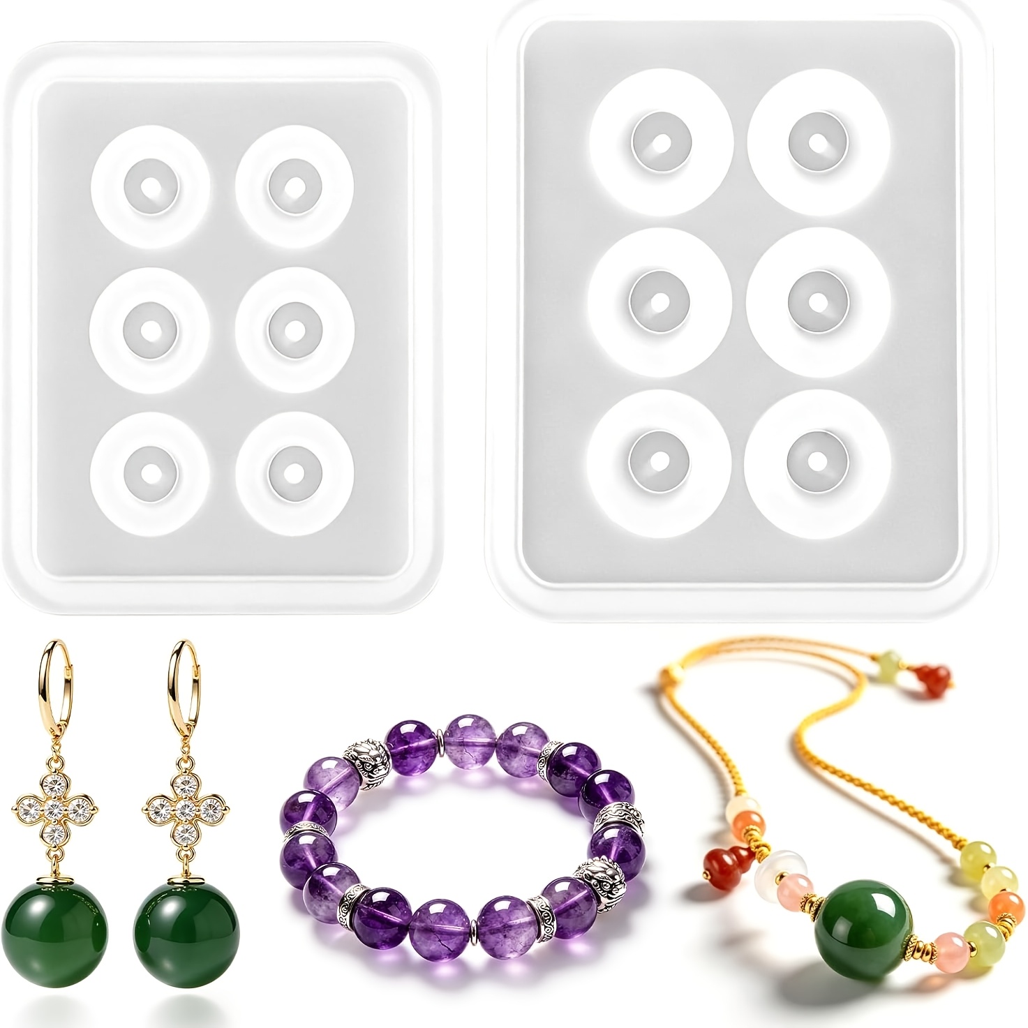 Resin Jewelry Kit - 두 개의 천공된 구형 실리콘 비드