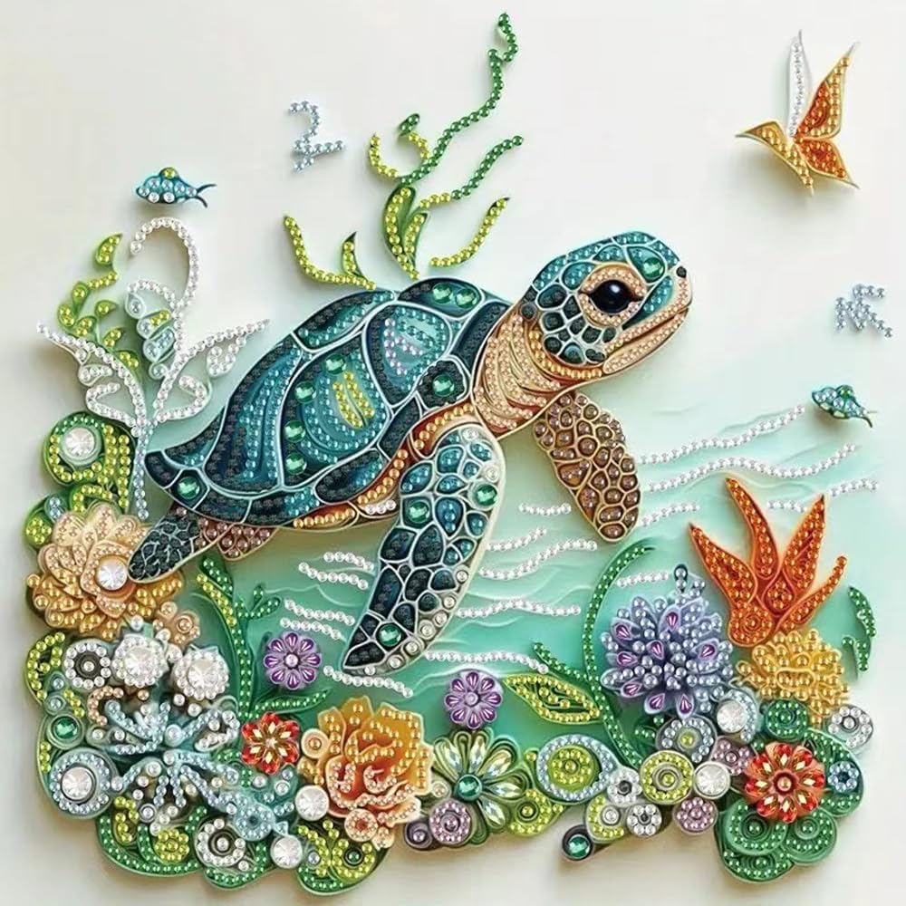 Resin Craft For Beginners - 바다거북 동물 다이아몬드 페인팅 키트 (성인