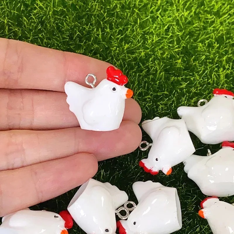 Resin Craft Supplies - 10Pcs 귀여운 미니 3D 치킨 수지