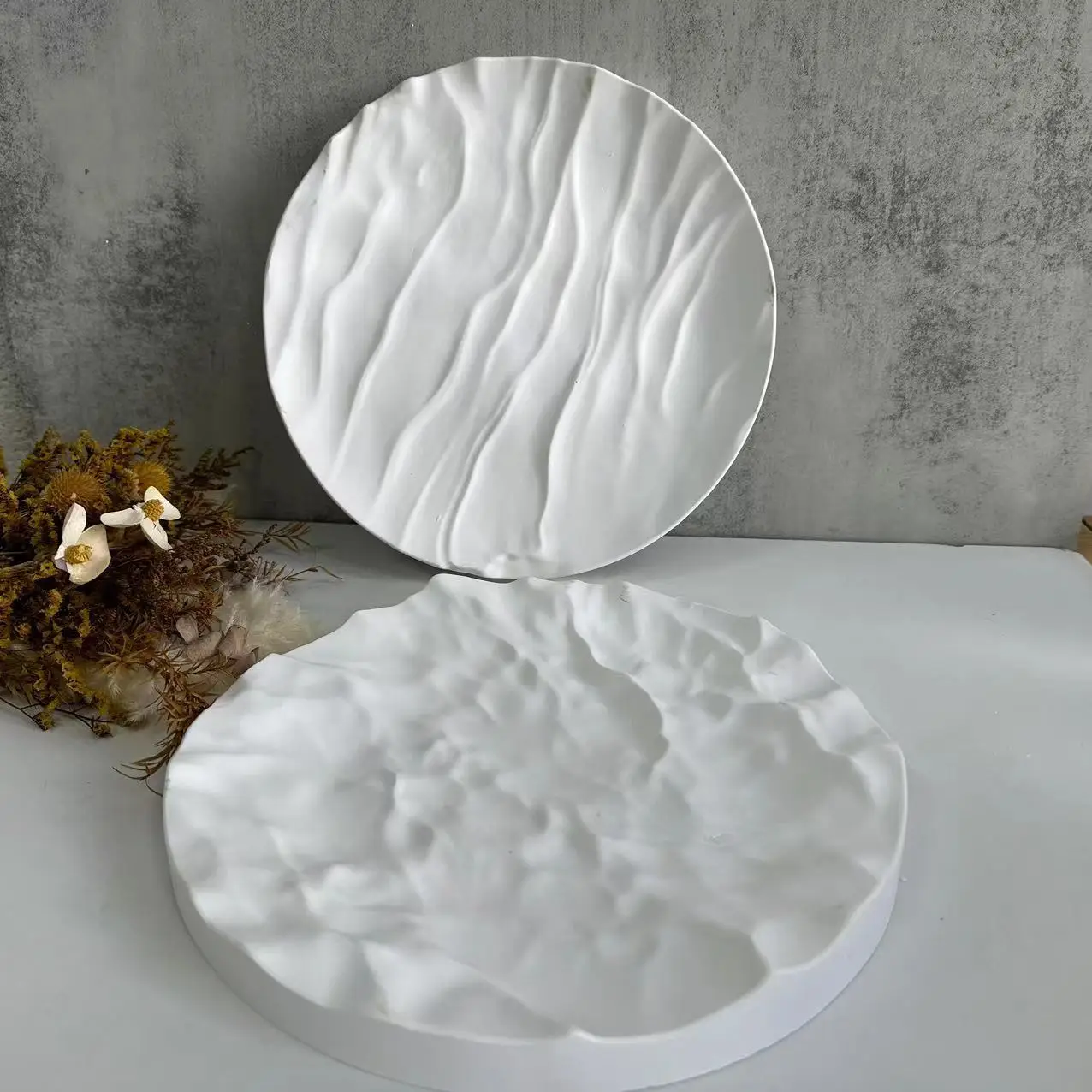 Coaster Mold Round - 불규칙한 바다 파도 대형 원형 트레이,