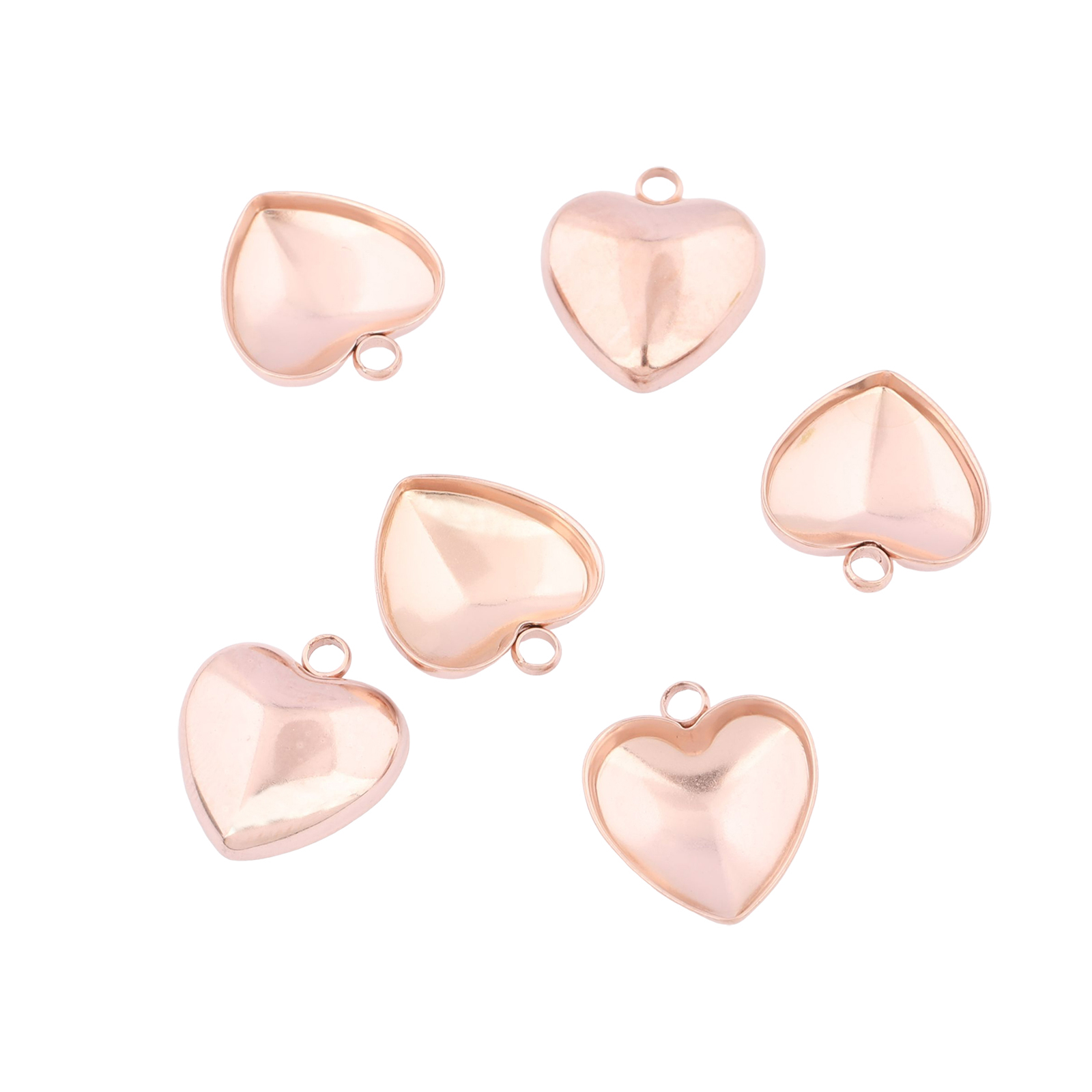 Bezels Set Pendant - 20개 스테인리스 스틸 12mm 하트 포인트백