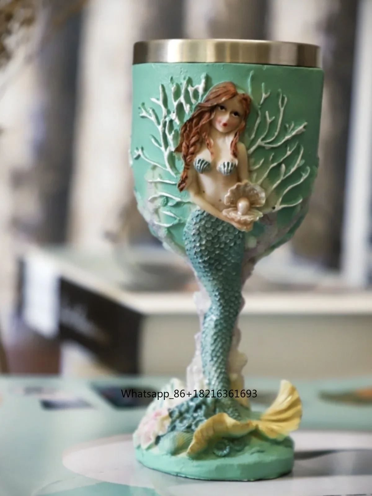 Resin Crafts - 3D 조각 인어 손으로 그린 공예