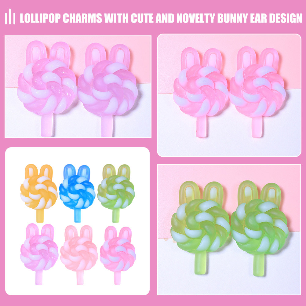24Pcs 귀여운 만화 롤리팝 참 토끼 모양의 빛나는  - Resin Crafts 리뷰 및 가격