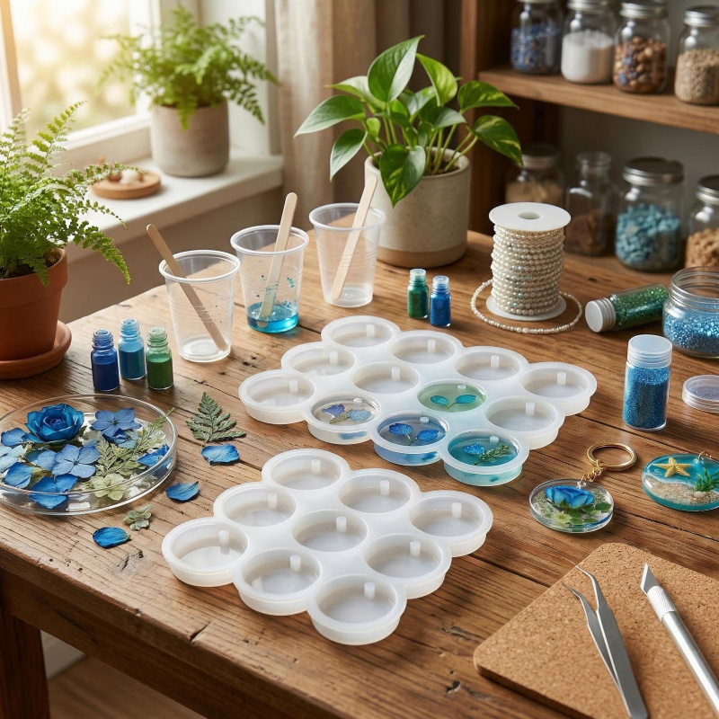 2개의 레진 키체인 몰드, 3.3cm 및 4.6cm 평 - Serving Tray Mold 리뷰 및 가격