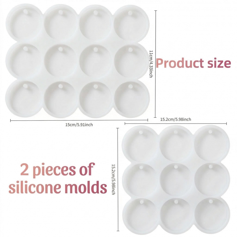 2개의 레진 키체인 몰드, 3.3cm 및 4.6cm 평 - Serving Tray Mold 리뷰 및 가격