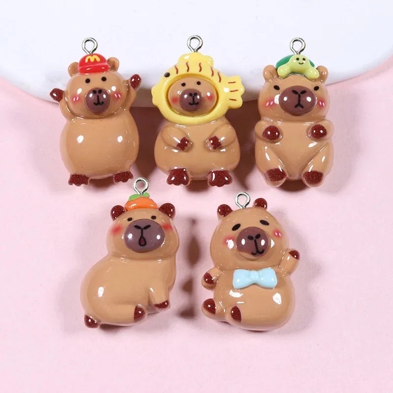 10개입 광택 플랫백 카피바라 레진 참 장식품 귀여운  - Resin Craft Supplies 리뷰 및 가격