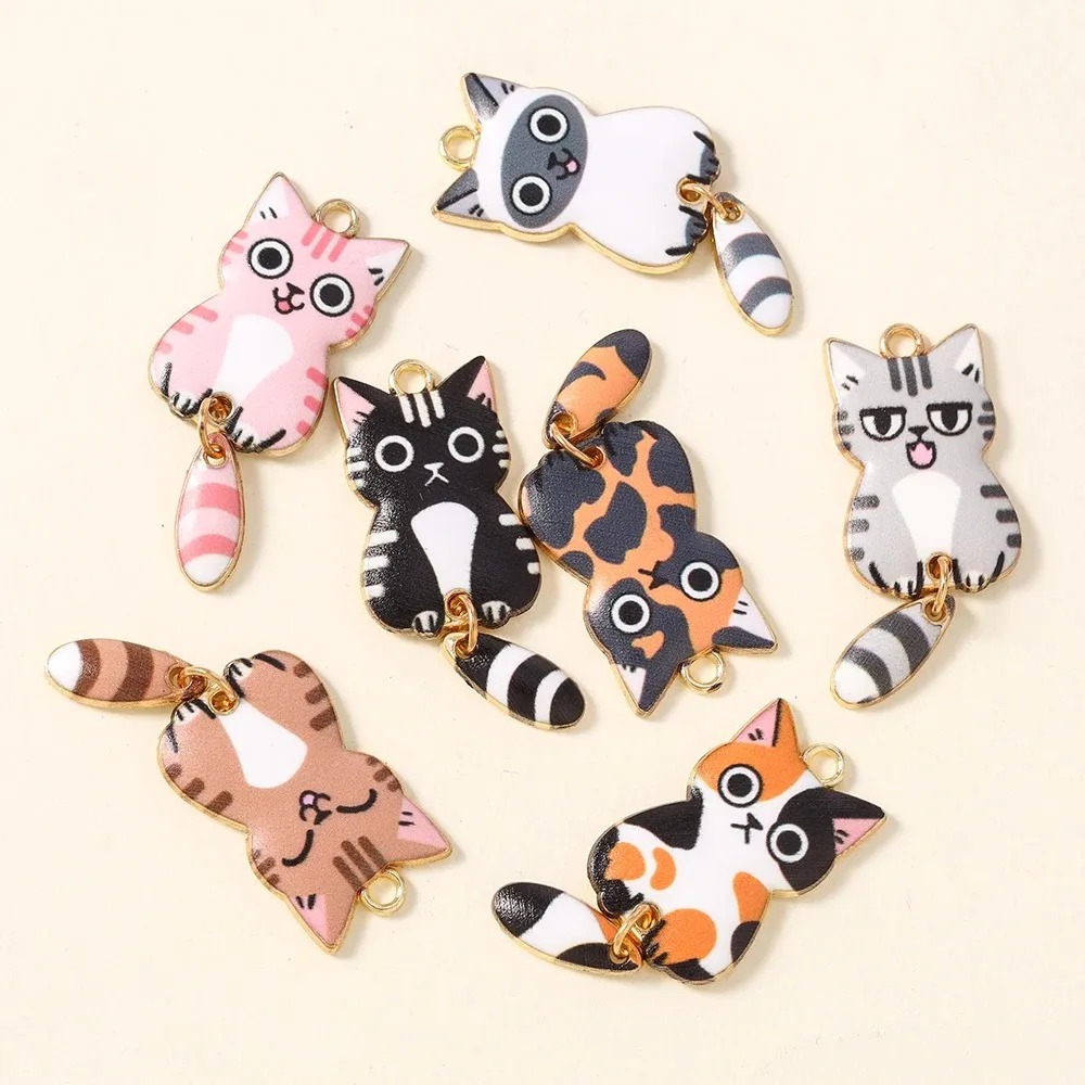 10Pcs 16×39mm 귀여운 만화 고양이 수지 참  - Resin Craft Supplies 리뷰 및 가격