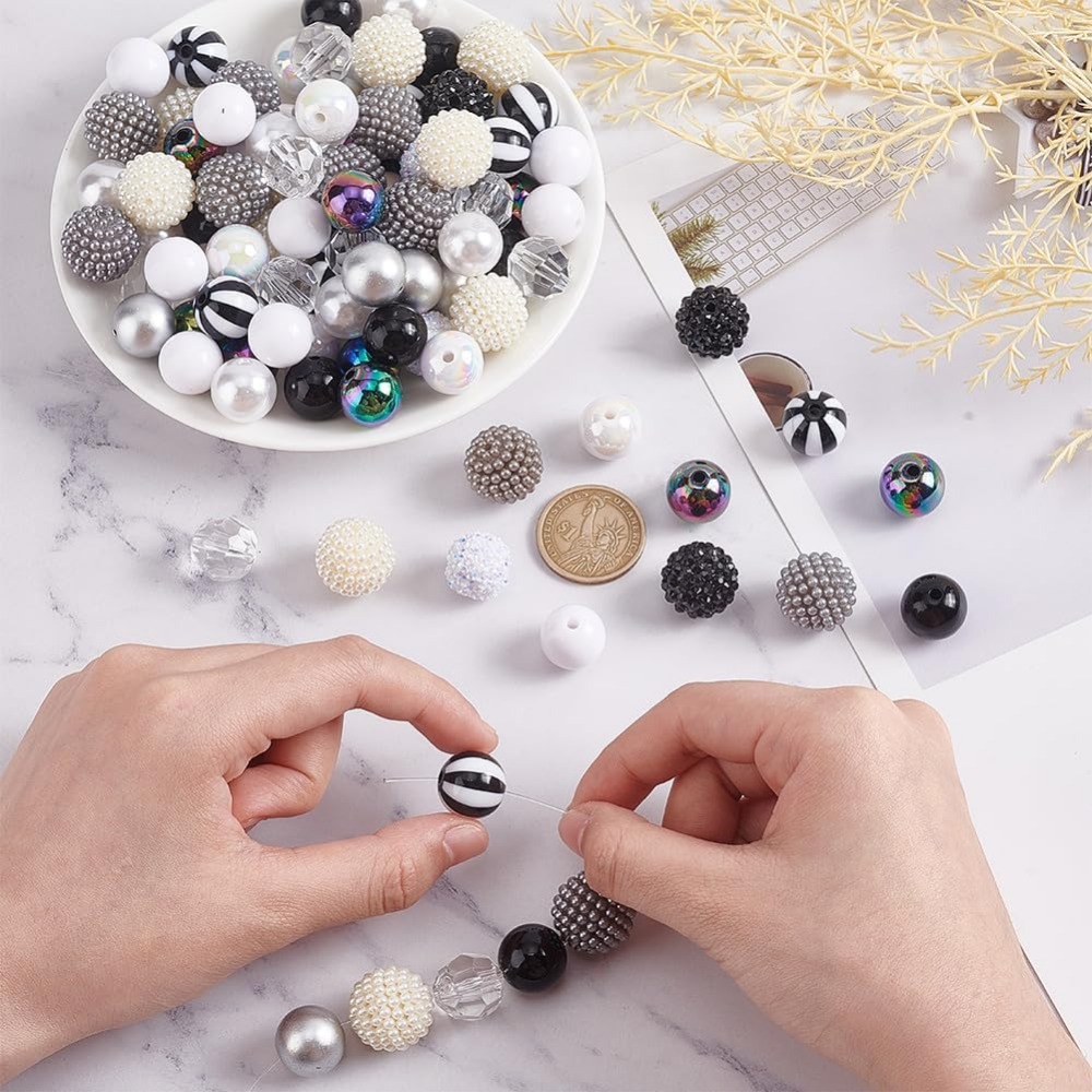 펜 송진 청키 버블 검, 청키 비즈, 블랙 및 화이트  - Resin Crafts 리뷰 및 가격