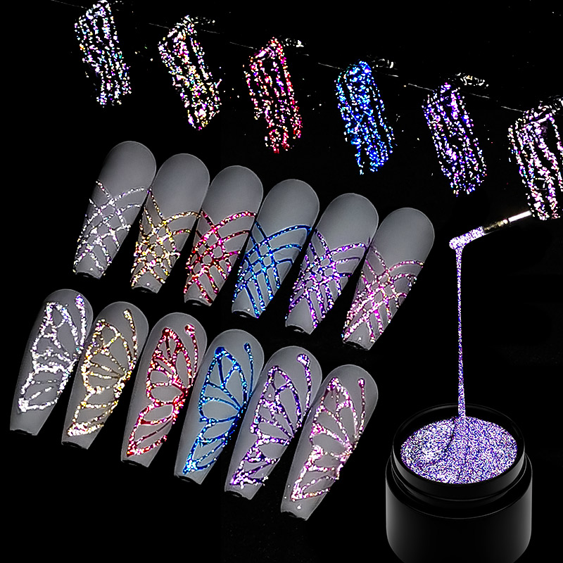 6개/세트 반사 글리터 스파이더 젤 네일 폴리쉬 세트  - Resin Glitter Pack 리뷰 및 가격
