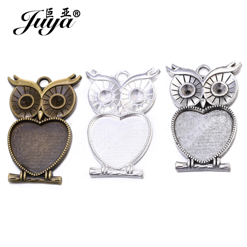 5 개/몫 25mm 하트 모양 올빼미 카보 숑 설정 펜 - Bezels Set Pendant 리뷰 및 가격