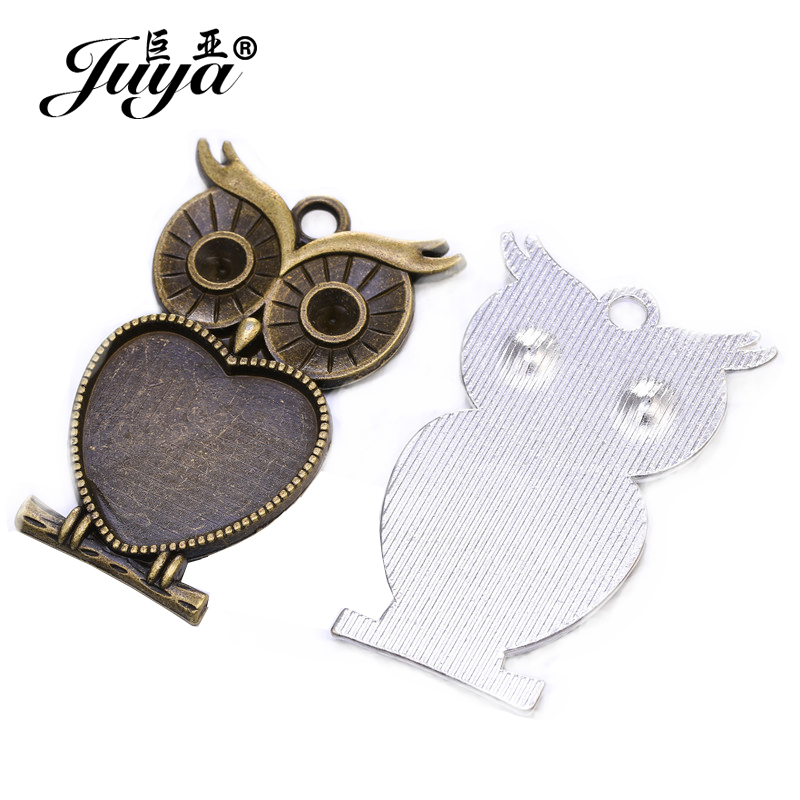 5 개/몫 25mm 하트 모양 올빼미 카보 숑 설정 펜 - Bezels Set Pendant 리뷰 및 가격