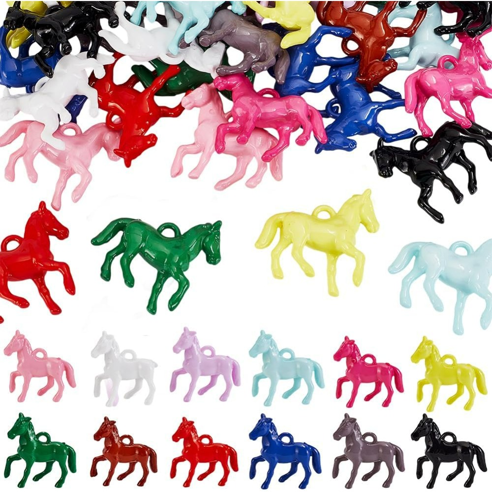 48개 불투명 아크릴 펜던트 12가지 색상 작은 말 동 - Resin Crafts 리뷰 및 가격