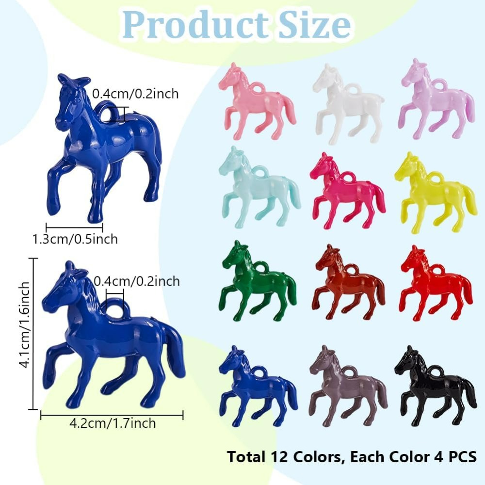 48개 불투명 아크릴 펜던트 12가지 색상 작은 말 동 - Resin Crafts 리뷰 및 가격
