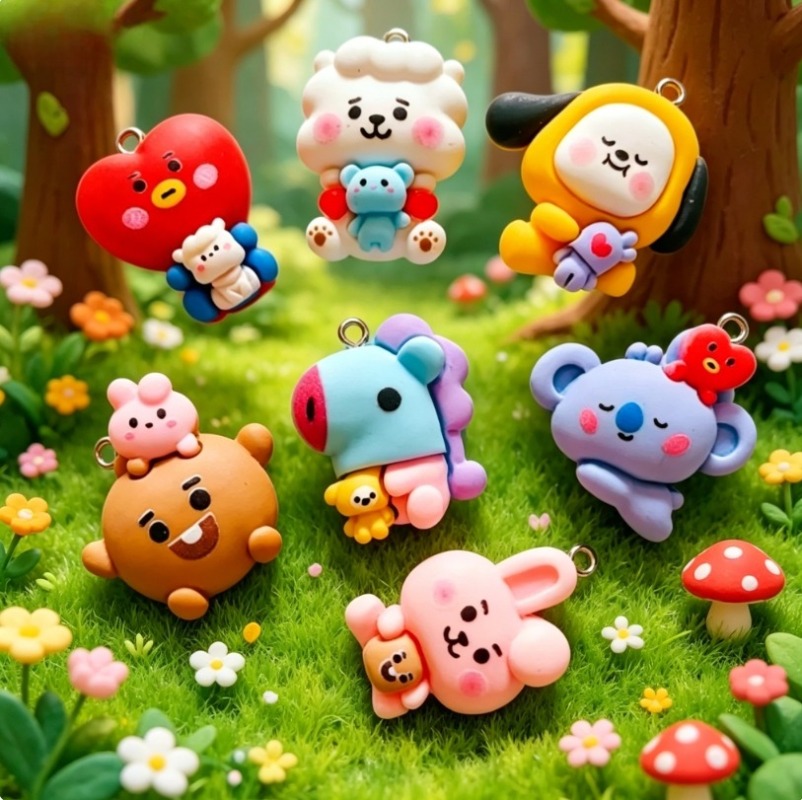 7pcs BT21 수지 만화 참 DIY 액세서리 공예  - Resin Crafts 리뷰 및 가격